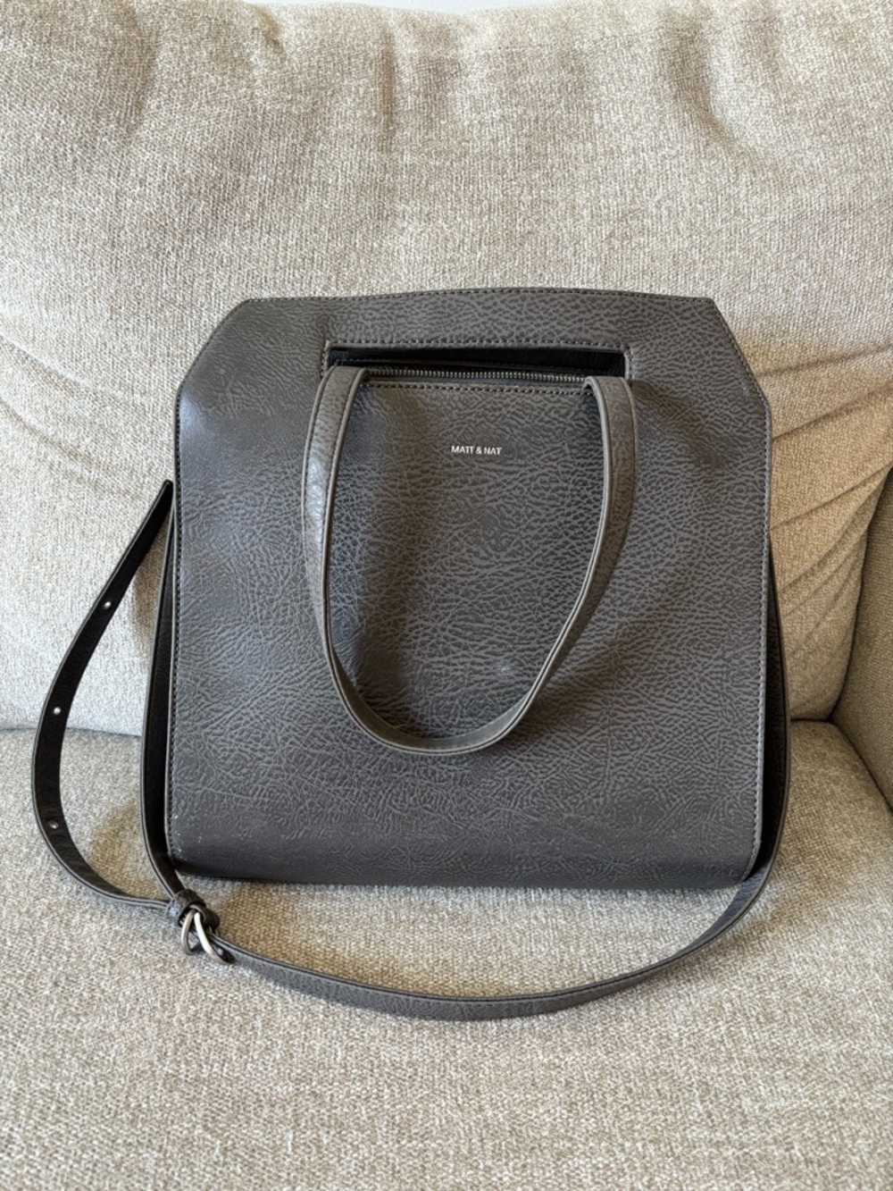 Matt & Nat Gray Structured Tote Bag Gray